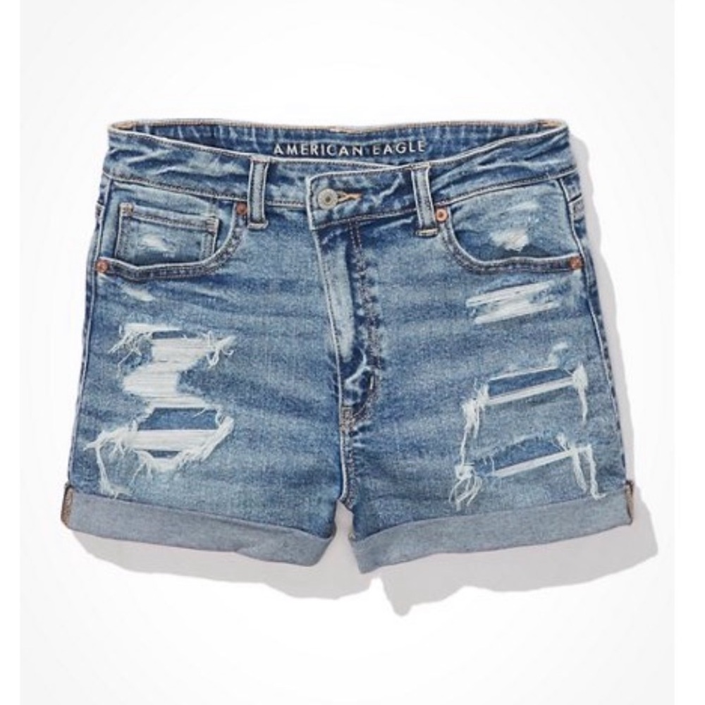 AE Stretch Crossover Denim Mom Shorts